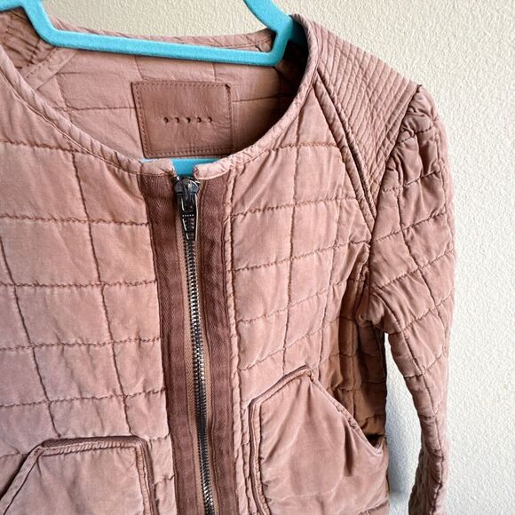 Blank NYC Jacket Womens XS Brown Patch Pocket Quilted Zip Happy Camper - Picture 4 of 11